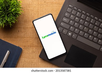 Assam, India - May 18, 2021 : Lycamobile Logo On Phone Screen Stock Image.