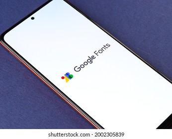 Assam, India - May 29, 2021 : Google Fonts Logo On Phone Screen Stock Image.