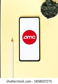 Assam, India - November 15, 2020 : AMC Theater Logo On Phone Screen Stock Image.
