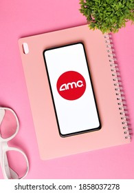 Assam, India - November 15, 2020 : AMC Theater Logo On Phone Screen Stock Image.
