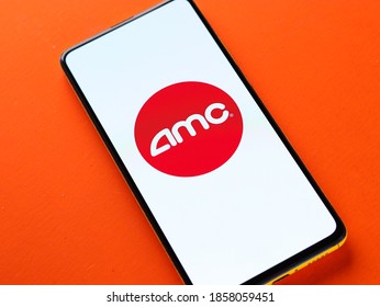 Assam, India - November 15, 2020 : AMC Theater Logo On Phone Screen Stock Image.
