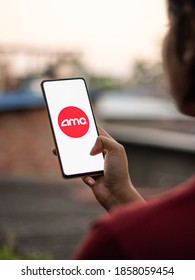 Assam, India - November 15, 2020 : AMC Theater Logo On Phone Screen Stock Image.
