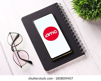 Assam, India - November 15, 2020 : AMC Theater Logo On Phone Screen Stock Image.
