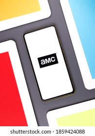 Assam, India - November 15, 2020 : AMC Logo On Phone Screen Stock Image.