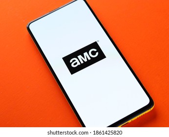 Assam, India - November 15, 2020 : AMC Logo On Phone Screen Stock Image.