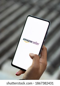 Assam, India - November 29, 2020 : Amazon Seller Logo On Phone Screen Stock Image.