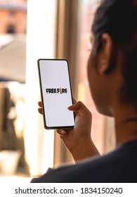 Assam, India - October 11, 2020 : Free Fire Logo On Phone Screen Stock Image.