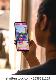 Assam, India - October 11, 2020 : Candy Crush Saga Logo On Phone Screen Stock Image.