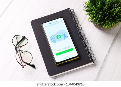 Assam, India - October 29, 2020 : Whatsapp Business Logo On Phone Screen Stock Image.