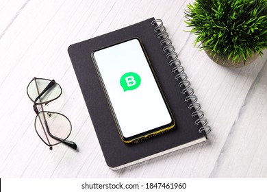 Assam, India - October 29, 2020 : Whatsapp Business Logo On Phone Screen Stock Image.