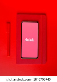 Assam, India - October 29, 2020 : Shaadi Logo On Phone Screen Stock Image.