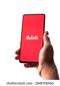 Assam, India - October 29, 2020 : Shaadi Logo On Phone Screen Stock Image.