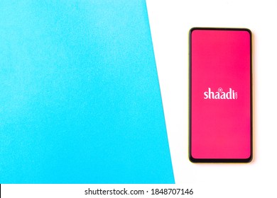 Assam, India - October 29, 2020 : Shaadi Logo On Phone Screen Stock Image.