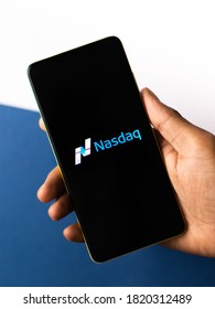 Assam, India - September 12, 2020 : Nasdaq Logo On Phone Screen Stock Image.