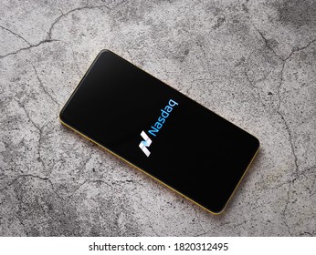 Assam, India - September 12, 2020 : Nasdaq Logo On Phone Screen Stock Image.