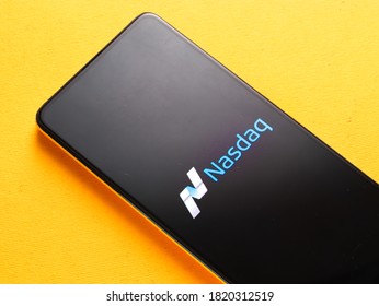 Assam, India - September 12, 2020 : Nasdaq Logo On Phone Screen Stock Image.