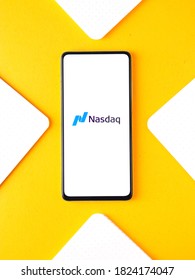 Assam, India - September 12, 2020 : Nasdaq Logo On Phone Screen Stock Image.