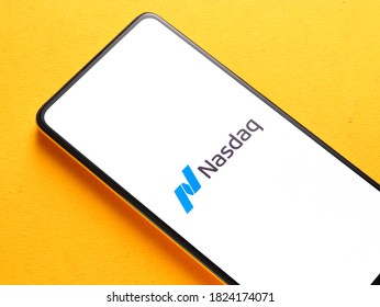 Assam, India - September 12, 2020 : Nasdaq Logo On Phone Screen Stock Image.