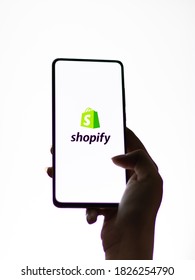 Assam, India - September 12, 2020 : Shopify Logo On Phone Screen Stock Image.