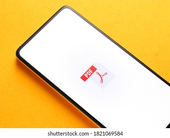 Assam, India - September 24, 2020 : PDF Logo On Phone Screen Stock Image.