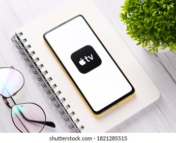 Assam, India - September 24, 2020 : Apple Tv Logo On Phone Screen Stock Image.