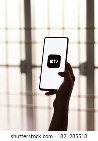 Assam, India - September 24, 2020 : Apple Tv Logo On Phone Screen Stock Image.