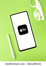 Assam, India - September 24, 2020 : Apple Tv Logo On Phone Screen Stock Image.