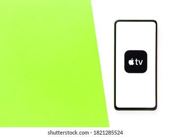 Assam, India - September 24, 2020 : Apple Tv Logo On Phone Screen Stock Image.