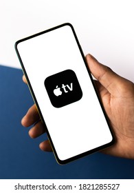 Assam, India - September 24, 2020 : Apple Tv Logo On Phone Screen Stock Image.