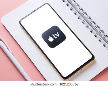 Assam, India - September 24, 2020 : Apple Tv Logo On Phone Screen Stock Image.