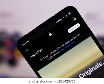 Assam, India - September 24, 2020 : Apple Tv Logo On Phone Screen Stock Image.
