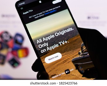 Assam, India - September 24, 2020 : Apple Tv Logo On Phone Screen Stock Image.
