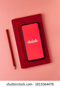 Assam, India - September 6, 2020 : Shaadi Logo On Phone Screen Stock Image.