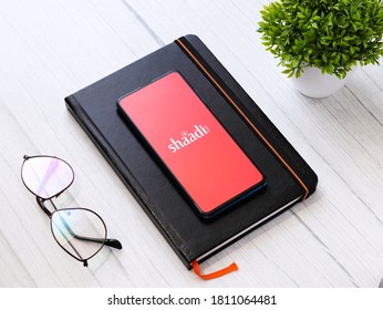 Assam, India - September 6, 2020 : Shaadi Logo On Phone Screen Stock Image.