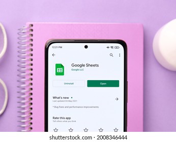 Assam, India - September 6, 2020 : Google Sheet Logo On Phone Screen Stock Image.