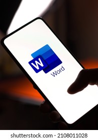 Assam, India - September 6, 2020 : Ms Word Logo On Phone Screen Stock Image.