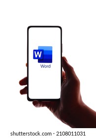 Assam, India - September 6, 2020 : Ms Word Logo On Phone Screen Stock Image.