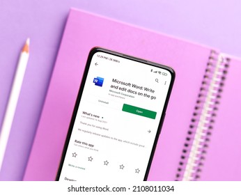 Assam, India - September 6, 2020 : Ms Word Logo On Phone Screen Stock Image.
