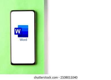 Assam, India - September 6, 2020 : Ms Word Logo On Phone Screen Stock Image.