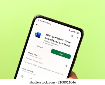 Assam, India - September 6, 2020 : Ms Word Logo On Phone Screen Stock Image.