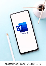 Assam, India - September 6, 2020 : Ms Word Logo On Phone Screen Stock Image.