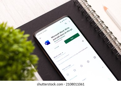 Assam, India - September 6, 2020 : Ms Word Logo On Phone Screen Stock Image.