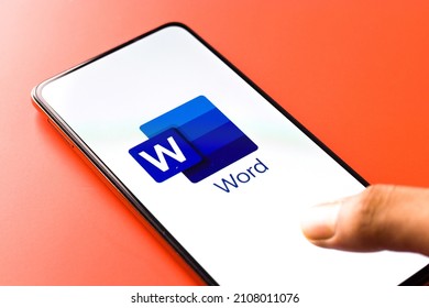 Assam, India - September 6, 2020 : Ms Word Logo On Phone Screen Stock Image.