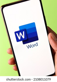 Assam, India - September 6, 2020 : Ms Word Logo On Phone Screen Stock Image.