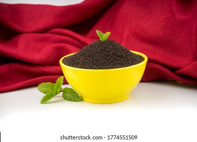 Assam Indian Black Tea (chai)  Patti Powder Served In Yellow Bowl 