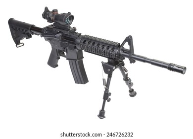 assault rifle assault rifle with bipod isolated on a white backgroundwith bipod isolated on a white background