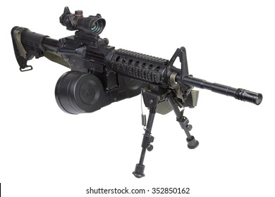 assault rifle with bipod isolated on a white background