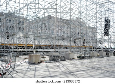 Assembling Of Open Air Stage Construction 