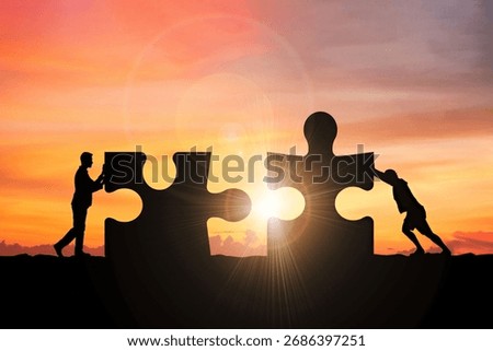 Assembling the puzzle pieces abstract background