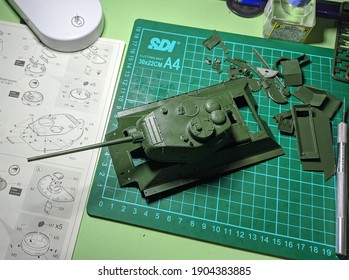 Assembling A Russian Tank Model Kit